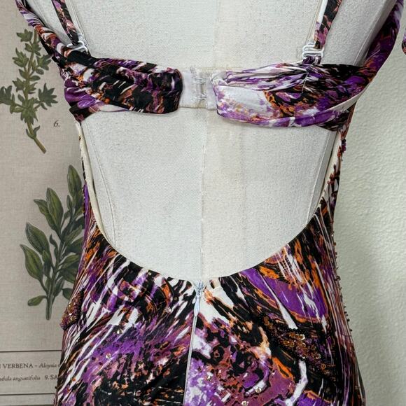 90s Y2k Cache Beaded Satin Tie Back Mermaid Formal Dress Sexy Party McBling 2 - Picture 7 of 15